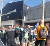 Trabajadores concentraron esta mañana frente a la sede del Somu, de Edison 1125. 