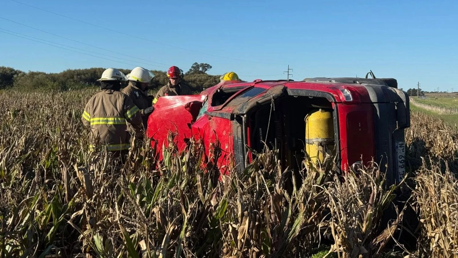 Mordió la banquina y volcó en un campo de la ruta: dos marplatenses heridos
