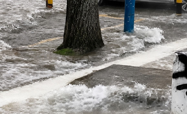 Se armó una 'piscina' gratis en Av. Colón: ¡Tiburones no incluidos!