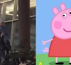 Argentinos y uruguayos formaron una torre humana para recuperar el globo de Peppa Pig que estaba atorado en el techo de la terminal de Buquebús