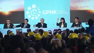 El presidente Alberto Fernández, junto a la vicepresidenta Cristrina Kirchner, el jefe de Gabinete, Agustín Rossi, el ministro de Economía, Sergio Massa, y el gobernador de Buenos Aires, Axel Kicillof, durante la inauguración del gasoducto Nestor Kirchner. Foto NA
