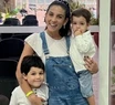 Juana Repetto junto a sus hijos Toribio y Belisario.