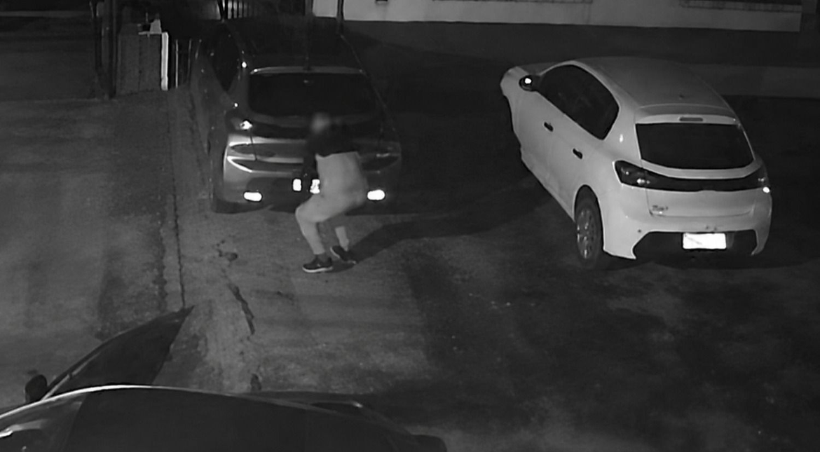 Video: delincuentes robaron las patentes de un auto estacionado en la entrada de una casa