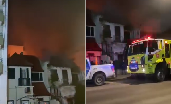 Incendio en La Perla: operativo masivo en hotel