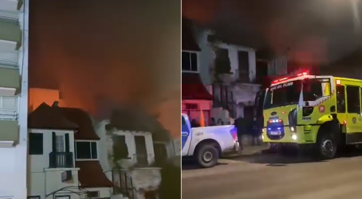 Tensión: se incendió un hotel en La Perla y requirió un amplio operativo