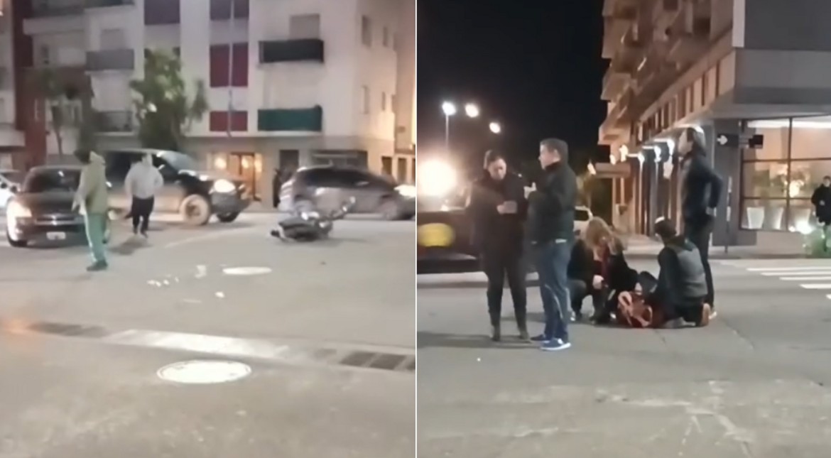 Brutal choque en Avenida Colón: un auto impactó a una moto y el conductor resultó herido