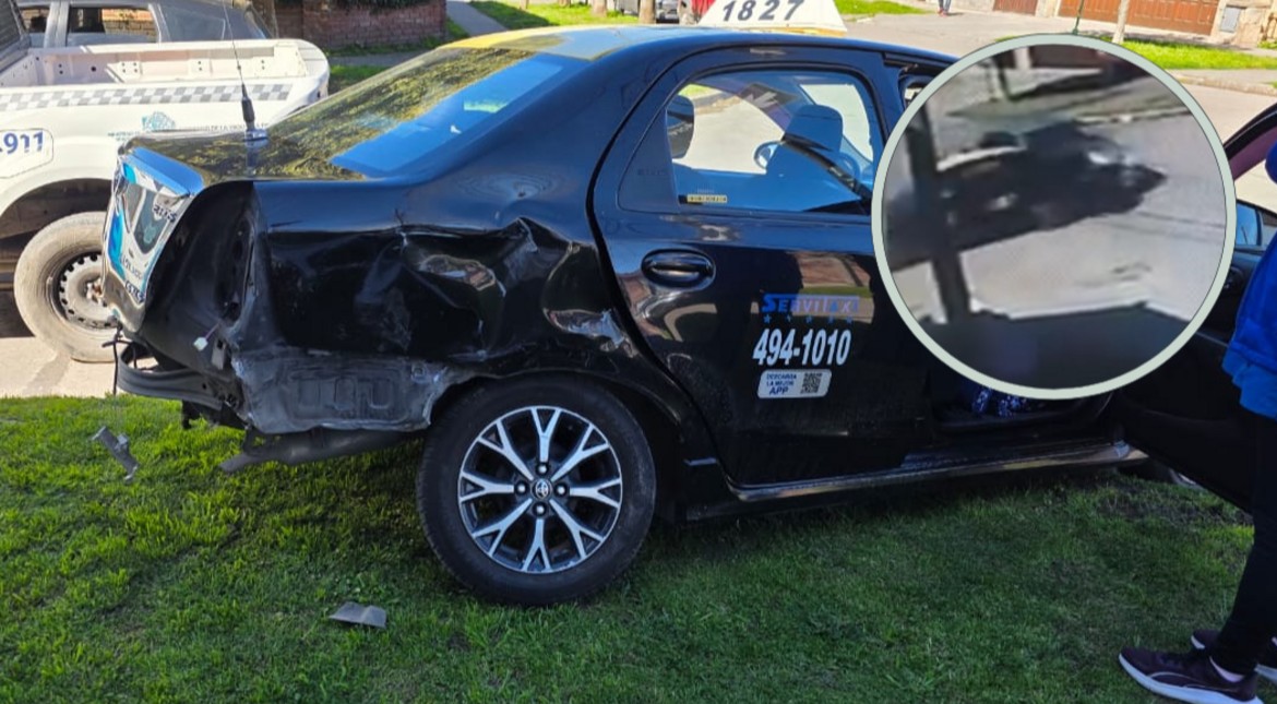 Video: escapaban de la Policía, chocaron un taxi y siguieron de largo