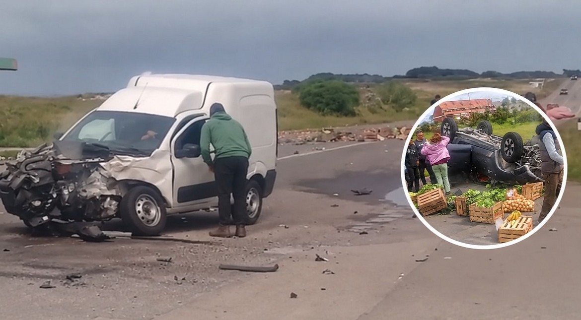 Impactante choque en la Ruta 11: volcó, se salvó de milagro y las verduras quedaron desparramadas sobre un carril
