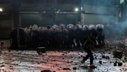Violento festejo en el Obelisco 